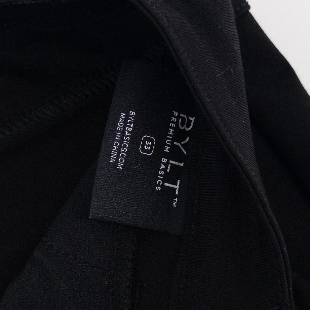 BYLT Mens 33x28 Everyday Pant 2.0 Straight‎ Fit Chino Black Stretch Trousers
